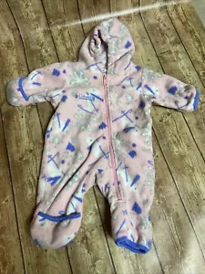 Columbia 0-6 Month Baby Infant Girl Winter Hooded Bunting Fleece Vintage Winter - Picture 1 of 7