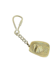 Fireman Firefighter Brass Metal Hat Helmet Key Chain 1.5" x 1" Vintage - Picture 1 of 3
