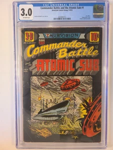 COMMANDER BATTLE & THE ATOMIC SUB # 1 AMERICAN 1954 CGC 3.0 ATOMIC EXPLO SCARCE - Picture 1 of 2