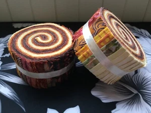 Jelly Roll Batik beautiful Assorted Beige Brown tonings . - Picture 1 of 6