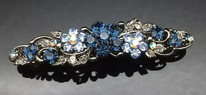 Exquisite Blue Gray Diamante Wedding Crystal Hair Comb Clip Barrette 7cm Bridal - Picture 1 of 5