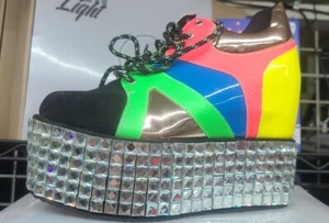Cape Robbin Womens size 8 Platform Sneaker Mirrored Chunky Studded Funky Disco - Picture 1 of 4