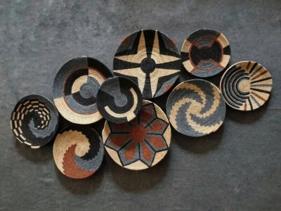 Natural Baskets for Boho Wall Decor, Woven wall baskets for queen headboard, - Image 1 of 4