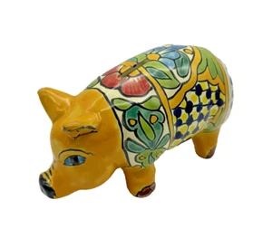 "ALCANCÍA NIEVES MEXICAN TALAVERA POTTERY vívida colorida diseño de cerdo de 8,5""" - Imagen 1 de 7