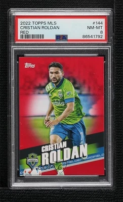 2022 Topps MLS Red /10 Cristian Roldan #144 PSA 8 - Image 1 of 2