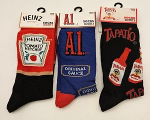 3 pares de calcetines de novedad para hombre adulto Heinz A.1. Tapatio se adapta a la talla 6-12 nuevo con etiquetas - Imagen 1 de 7