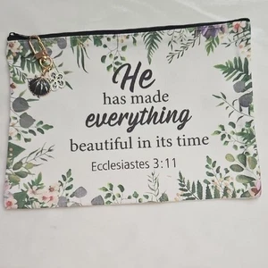 Bolso de Maquillaje Bíblico Cristiano Floral Estuche de Cosméticos Motivacional con Llavero Dije - Imagen 1 de 5