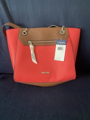 Сумка с короткими ручками Chaps средняя Mesa - коралловая/коричневая женская  - Изображение 1 из 4