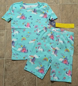 New Fish Stix sz 10 2pc Pajama Short Set knit horses castle stars sleep 1790 - Picture 1 of 4