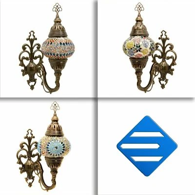 Applique murale en mosaïque faite à la main turque marocaine Lampe multicolore - Photo 1/4