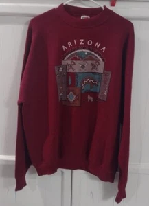 Vintage Fruit Of The Loom Best Long Sleeve Sweatshirt, Arizona, Maroon, Size XL - Picture 1 of 4