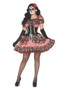 Vestido Señorita Día de Muertos Disfraz Halloween XS-S Talla 2-6 - Imagen 1 de 3