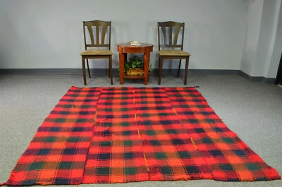 Alfombra Kilim de lana anudada a mano tradicional a cuadros oriental vintage 6x7 Foto 1 de 4