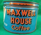 Vintage 1950s Maxwell House Coffee Tin 1 Lb Key Wind Blue and Orange NY NY