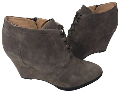 Franco Sarto Mujer Lennon Gamuza Con Cordones Cuña Botines Marrón Talla:8.5 117R Foto 1 de 4