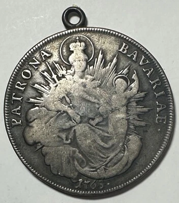 1765 Bavarian Silver Thaler (Madonna &Child) with Mount - Very Fine - KM 519.1 - Image 1 of 4