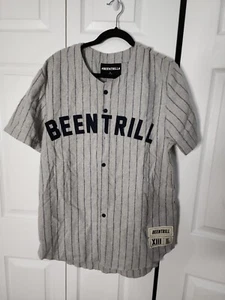 # BEENTRILL No. 13 Mens Baseball Jersey Sz Medium Gray pinstripes wool used XIII - Picture 1 of 6