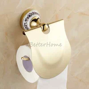 Wall Mount Gold Polished Brass Bathroom Toilet Paper Holder Roll Tissue Bracket - Picture 1 of 3