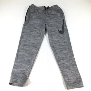 Nike Dri FitSweat Pants XL Gray Black Nike Swoosh Zip Pockets Tie Stretch Waist - Picture 1 of 12