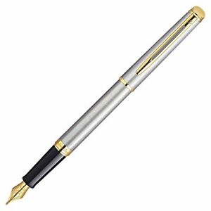 Waterman Hemisphere Fountain Pen, Stainless Steel w/ 23k Gold Trim, Medium Tip