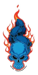 BLUE FLAMING SKULLS Tackle Box RC Tablet COMPUTER Sticker Vinyl MOTORCYCLE Decal - Picture 1 of 1