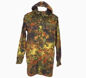 German Bundeswehr Flecktarn Camo Military Parka Jacket GR12 L Tall Hood Woodland - Picture 1 of 16