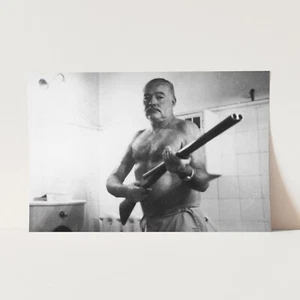 Ernest Hemingway With His Shotgun Rifle 1900s Icons Wall Art Poster Print - Picture 1 of 6