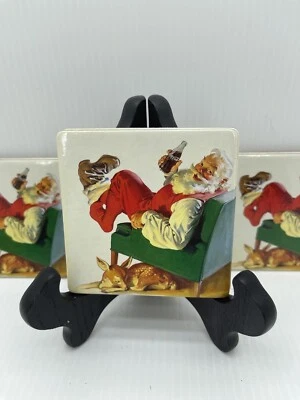 Lot of 12 Retro Coca Cola Santa Claus Christmas Cork Back Drink Coasters EUC - Image 1 of 3