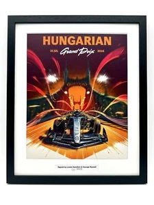 Mercedes F1 Social Media Poster Signed Lewis Hamilton George Russell Hungary 24 - Picture 1 of 4