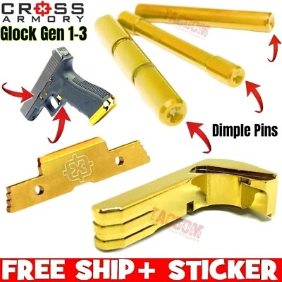 Cross Armory Gold para Glok Gen 3 pinos DIMPLE trava deslizante de captura de carregador estendida - Imagem 1 de 4