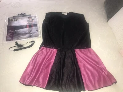 Бумага Magic Flapper костюм розовый черный обруч для волос перо Хэллоуин OS 8-10 - Изображение 1 из 4