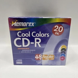 Memorex CD-R Cool Colors 20 Pack 48X 700MB 80 MIN Sealed Recordable New Sealed - Picture 1 of 7