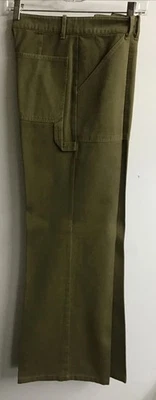 Calça utilitária Nili Loten verde carpinteiro algodão sarja perna reta larga tamanho 4 - Imagem 1 de 4