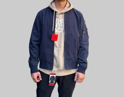 Chaqueta Bomber Lucky Brand Cremallera Completa Para Hombres Azul Marino M-2XL Swill Forrada Algodón Bolsillo Foto 1 de 4