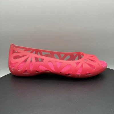 Crocs Adrina III Peep Toe Flats Women’s 7 Pink Jelly Slip On - Image 1 of 4