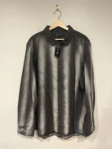 Camisa con botones INC International Concepts para hombre negra desteñida XXL 2XL nueva con etiquetas - Imagen 1 de 3
