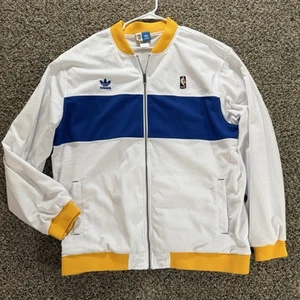 Adidas NBA Golden State Warriors The City Track Jacket 2XL White Blue Yellow - Picture 1 of 11
