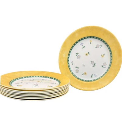 Vintage CorningWare Classical Garden Luncheon Plates 8.25" Set 9 Yellow Floral - Image 1 of 4