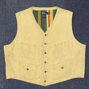 Vintage Polo Ralph Lauren Vest Mens 2XL Hunting Safari Utility Blanket Lined 90s - Picture 1 of 13