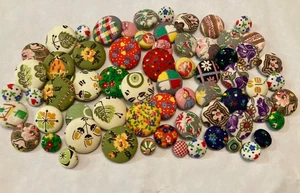New  64 Fabric Covered Buttons - metal shank & back - Picture 1 of 2