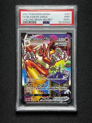 PSA 9 MC Pokemon Blaziken VMAX 201 Chilling Reign Alt Art MISCUT ERROR! - Image 1 of 2