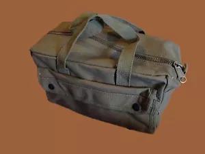 MILITARY STYLE MECHANICS HARD BOTTOM TOOL BAG BRASS ZIPPER HEAVY DUTY OD GREEN - Picture 1 of 9