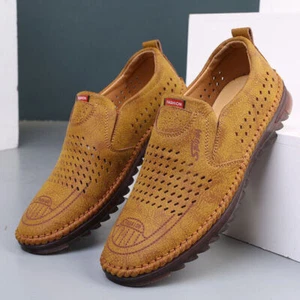Mocasines sin cordones de cuero para hombre informales para conducir barco cubierta mocasín zapatos Reino Unido - Imagen 1 de 11