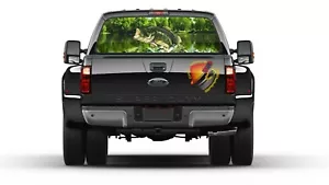 BASS seabass FISHING fish Rear Window Perf Graphic Decal Tint Sticker Trucks - Picture 1 of 5