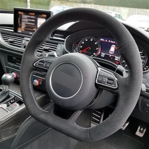 Alcantara Car Steering Wheel Cover Real Leather Wheel Wrap for Audi A3 S3 RS3 8V - Picture 1 of 27