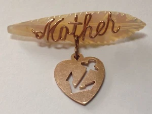 Prendedor de novia vintage de la Segunda Guerra Mundial de la Marina de los Estados Unidos MADRE 1940 alambre retorcido joyería frente al hogar - Imagen 1 de 2