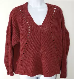 Neu Angel Kiss gemütlicher Strickpullover Damen groß L rot Pullover lässig - Bild 1 von 7