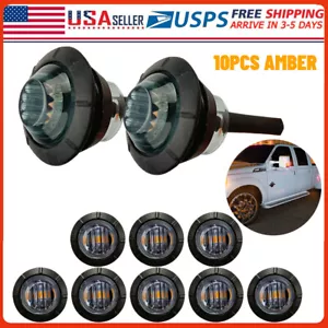 10X 3/4" 12V Marker Lights LED Truck Trailer Round Side Bullet Light Amber US - Picture 1 of 12