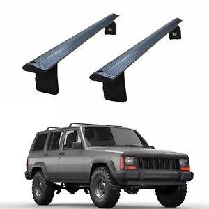 For Jeep Cherokee XJ 1984-2002 Roof Rack Cross Bars Rain Gutters Black - Picture 1 of 7