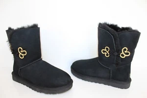 UGG Australia 1009264 BK 7 Bailey Gold Mariko Suede Short Sheepskin Boot Black 7 - Picture 1 of 11